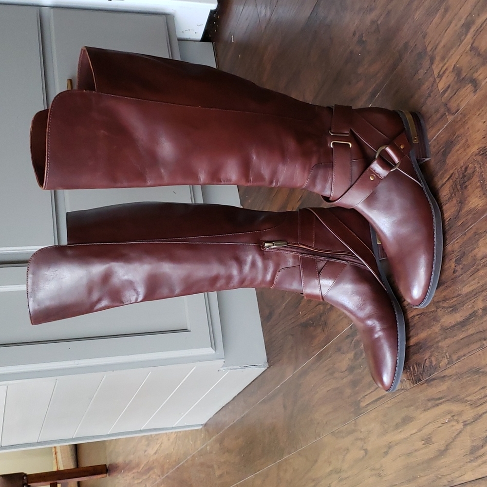 NEW Vince Camuto Preshent brown leather over the knee riding boot sz 7